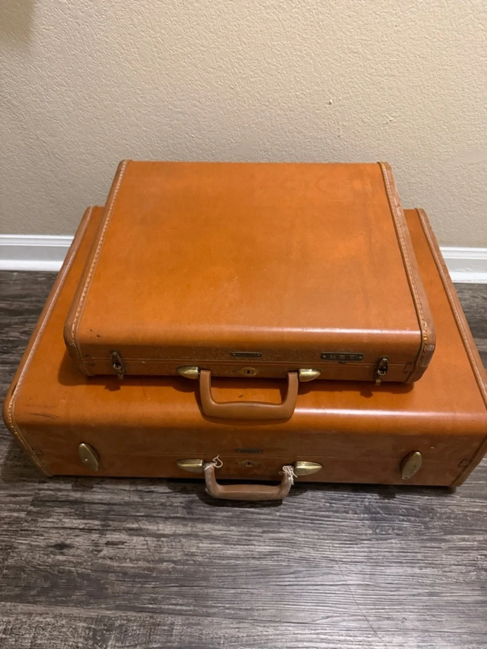 Vintage Samsonite Leather Suitcases Set - Classic Travel Luggage